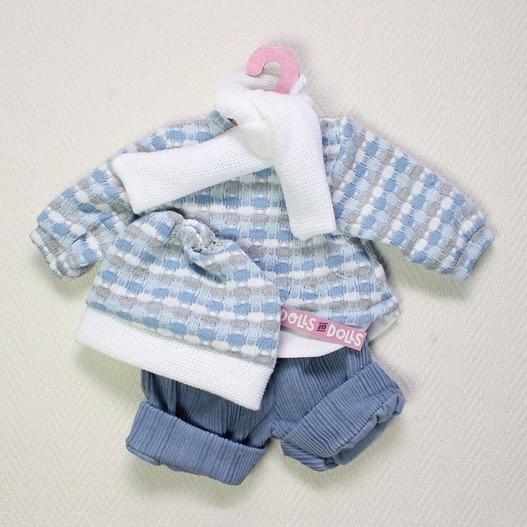 Antonio Juan Puppe Outfit 40-42 cm - Hose und Pullover Set mit Schal und Mütze