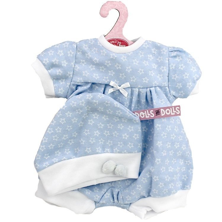 Antonio Juan Puppe Outfit 40-42 cm - Blauer Strampler mit Sternenprint und Hut