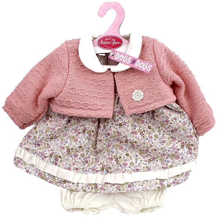 Antonio Juan Puppenoutfit 40-42 cm - Kleid mit Blumendruck und rosa Jacke