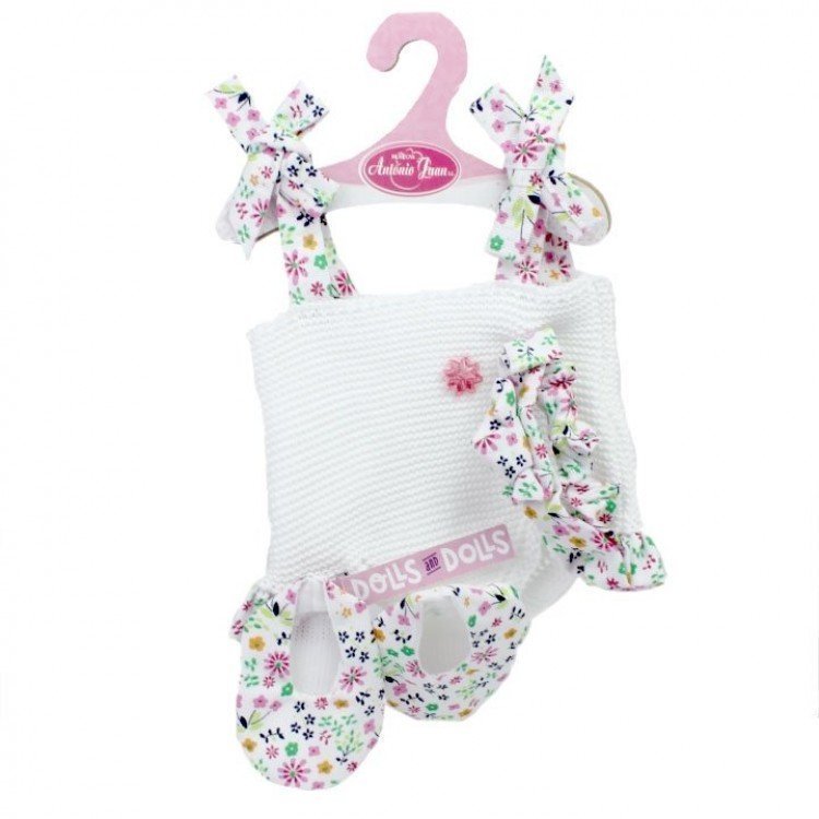 Antonio Juan Puppenoutfit 40-42 cm - Weißes Badeanzug-Outfit mit Stiefeletten und Stirnband