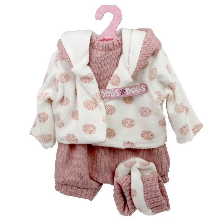 Antonio Juan Puppenoutfit 40-42 cm - Blassrosa Outfit mit bedruckter Jacke und Stiefeletten