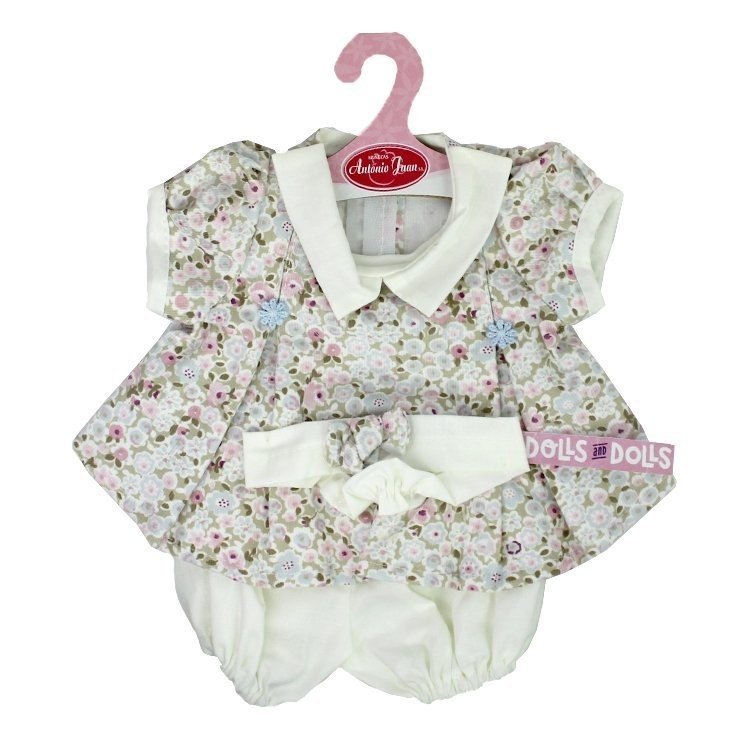 Antonio Juan Puppe Outfit 40-42 cm - Kleid mit Blumendruck und Stirnband