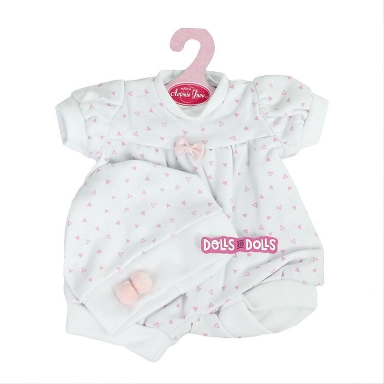 Antonio Juan Puppe Outfit 40-42 cm - Kleid mit Dreiecksprint und Hut