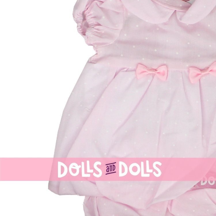 Antonio Juan Puppe Outfit 40-42 cm - Rosa Kleid mit Punkten bedruckt