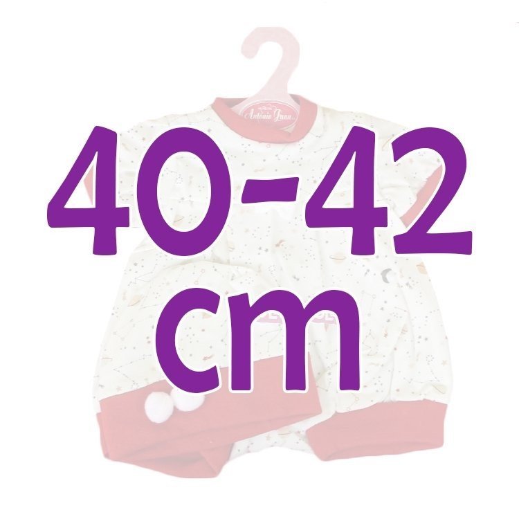 Antonio Juan Puppenoutfit 40-42 cm - Cremefarbenes Outfit mit Sternendruck und Hut