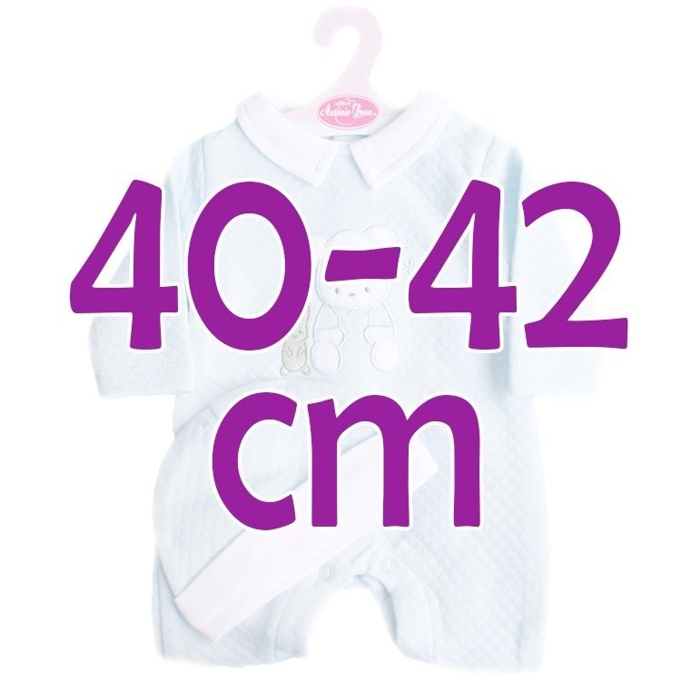 Antonio Juan Puppe Outfit 40 - 42 cm - Sweet Reborn Collection - Blauer Bär bedruckter Pyjama mit Hut