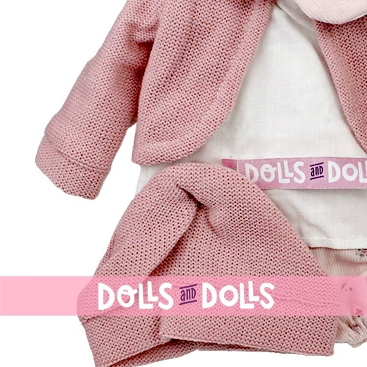 Antonio Juan Puppenoutfit 33-34 cm - Blumendruck-Outfit mit rosa heller Jacke, Hut und Decke