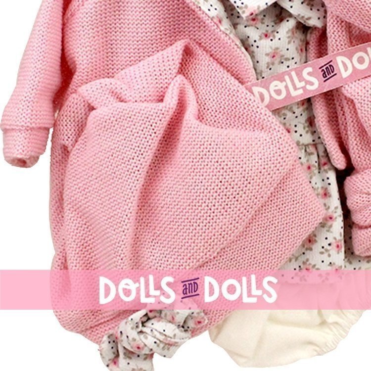 Antonio Juan Puppen-Outfit 33-34 cm - Blumen bedrucktes Outfit mit Schal und Mütze