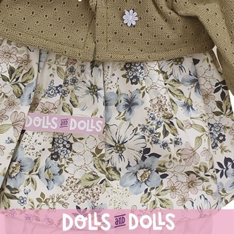 Antonio Juan Puppenoutfit 40-42 cm - Kleid mit Blumendruck und brauner Jacke