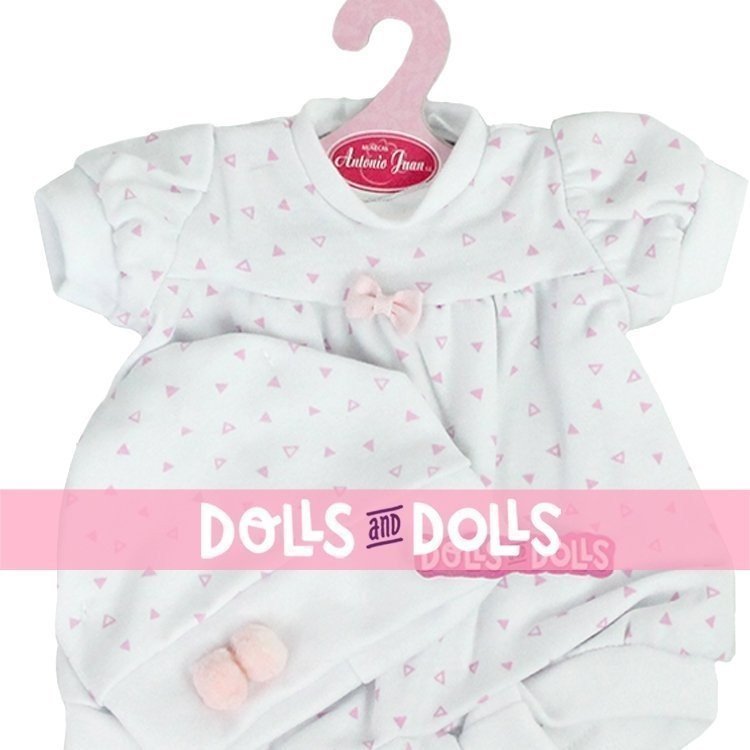 Antonio Juan Puppe Outfit 40-42 cm - Kleid mit Dreiecksprint und Hut