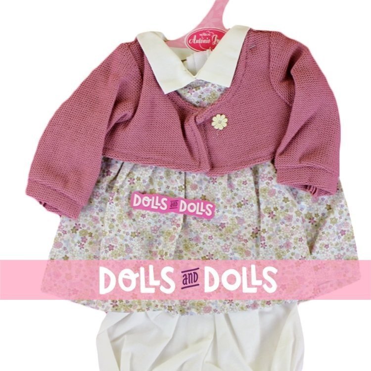 Antonio Juan Puppenoutfit 40-42 cm - Outfit mit Blumendruck und rosa Jacke