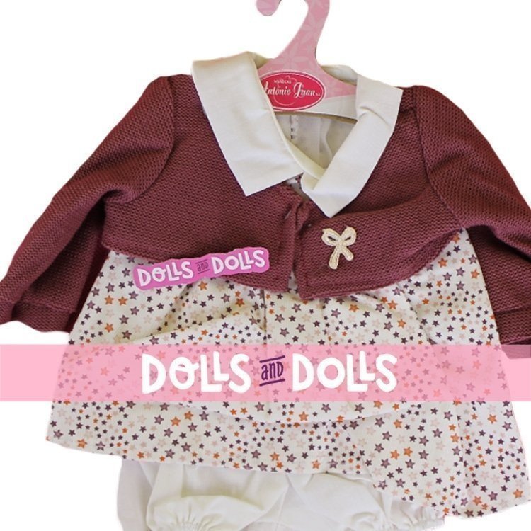 Antonio Juan Puppenoutfit 40-42 cm - Sternen bedrucktes Outfit mit Granatjacke