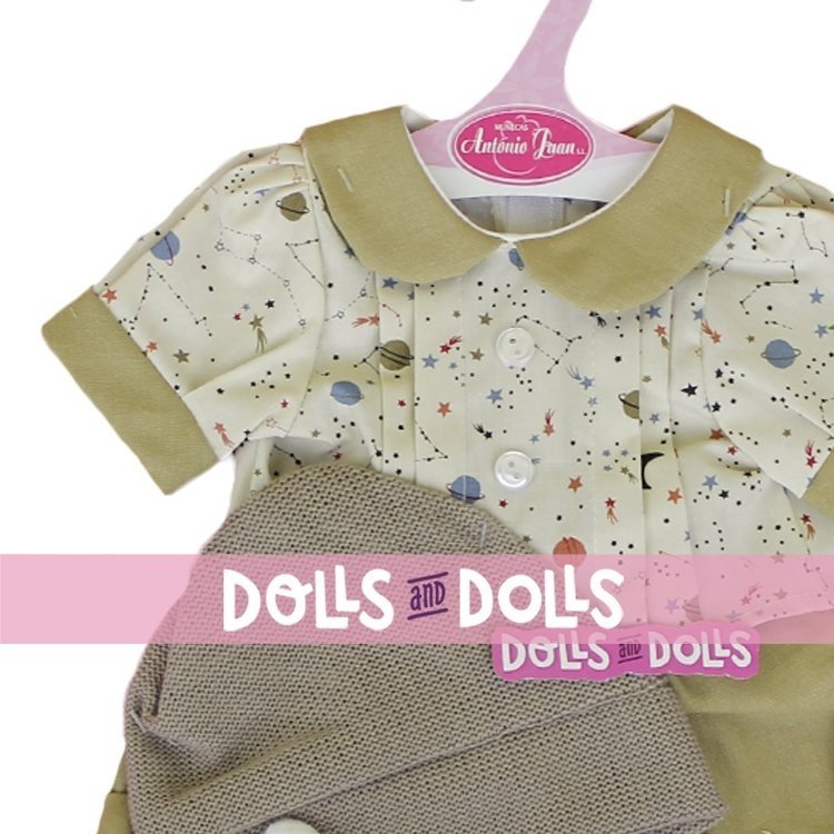 Antonio Juan Puppenoutfit 40-42 cm - Sternen bedrucktes Outfit mit Hut