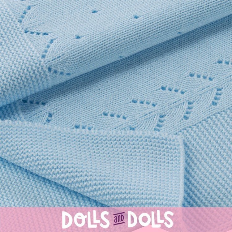 Ergänzungen für Así Puppe - Hellblaue Strickdecke