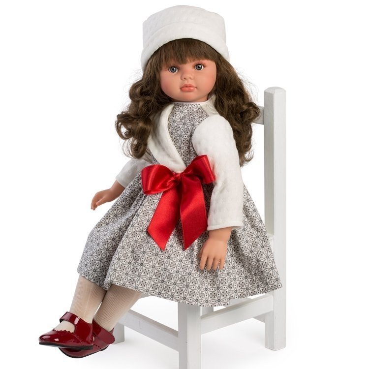 Así Puppe 57 cm - Pepa mit geometrischem Kleid und roter Schleife