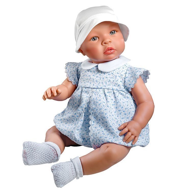 Así Puppe 46 cm - Leo mit blauen Blumen Strampler