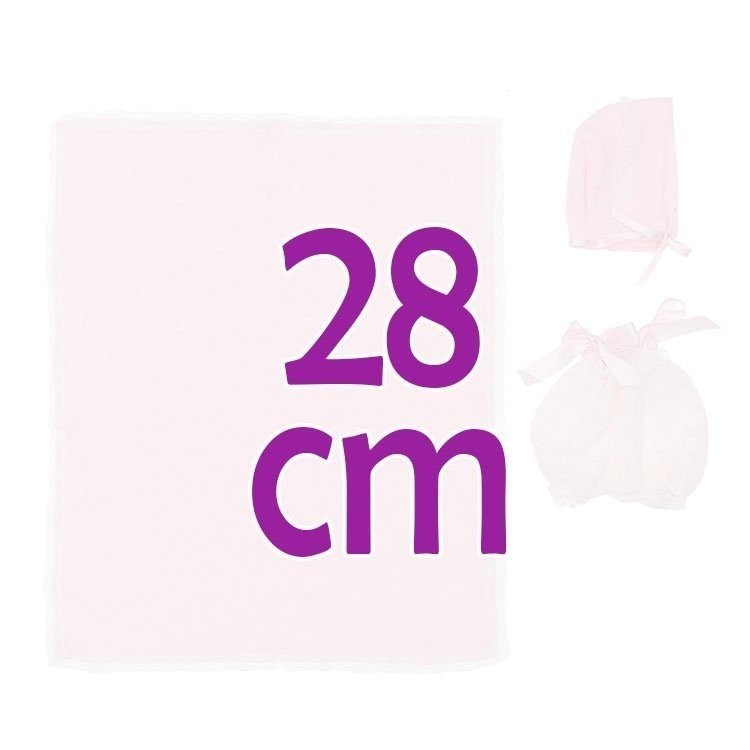 Outfit für Así Puppe 28 cm - Rosa Strampler mit Hut und rosa Decke für Gordi Puppe