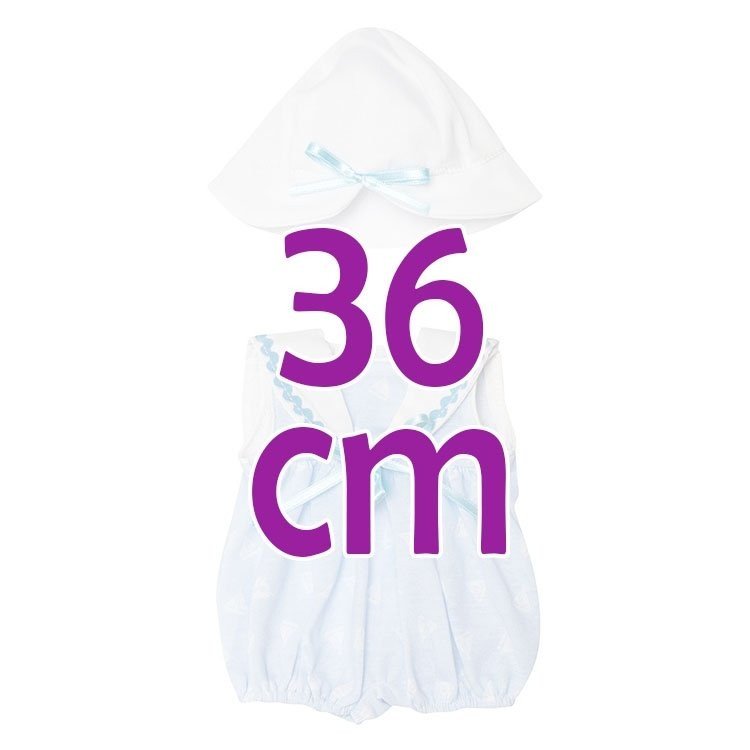 Outfit Así Puppe 36 cm - Hellblaues Kleid mit Print für Guille