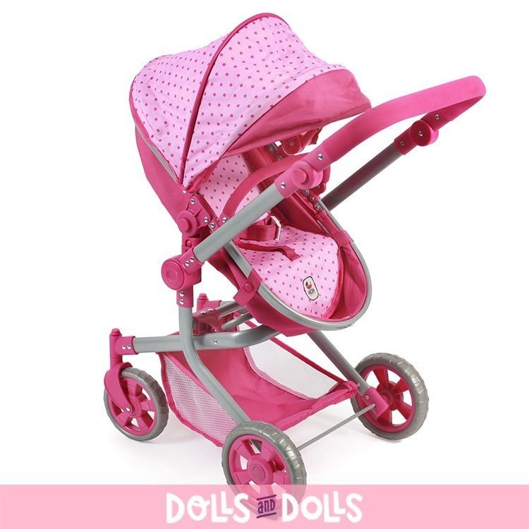 Mika Kinderwagen 74,5 cm zum Puppenwagen umbaubar - Bayer Chic 2000 - Dots Pink
