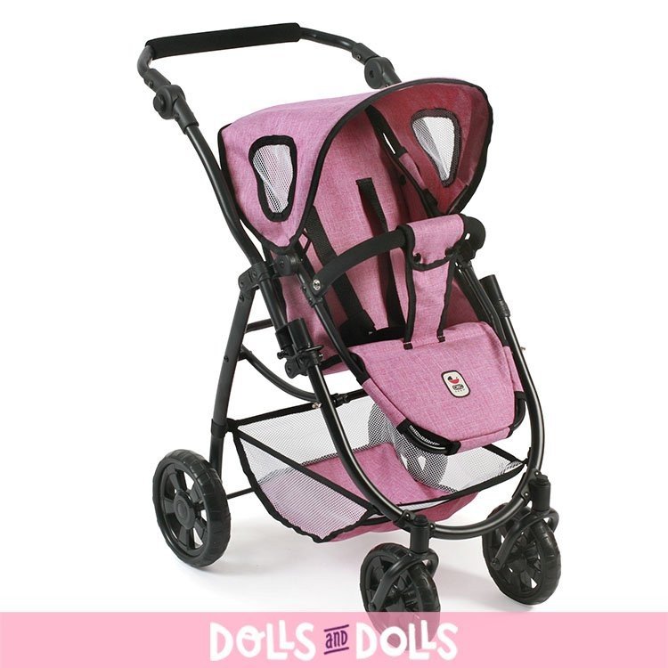 Emotion 3 in 1 Puppenwagen 77 cm - Kombination aus Stuhl, Babywanne und Autositz - Bayer Chic 2000 - Jeans Pink