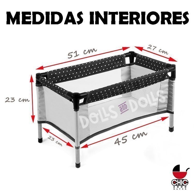 Reisebett für Puppen bis 45 cm - Bayer Chic 2000 - Grün und Marine mit Biene