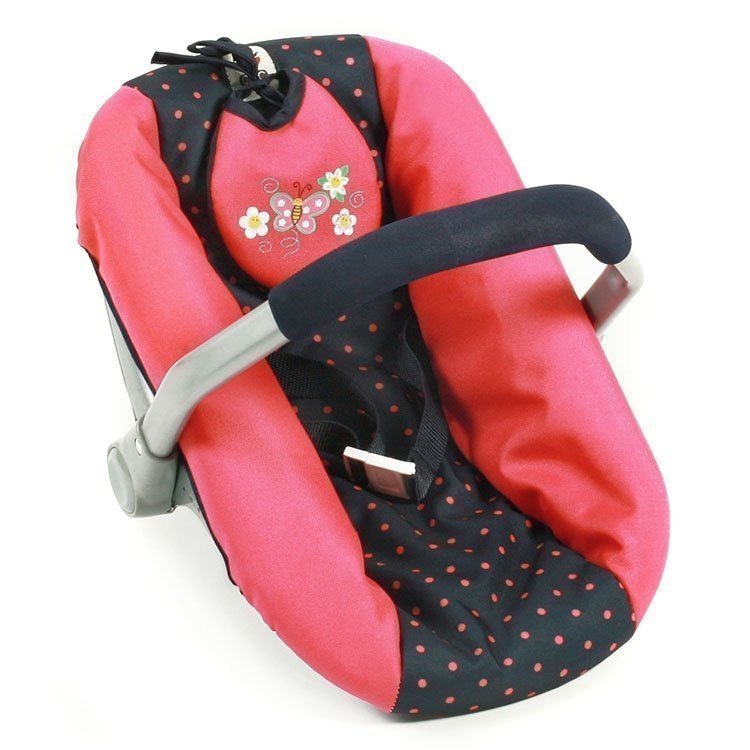 Autositz für Puppen 46 cm - Bayer Chic 2000 - Navy-Coral mit Tupfen