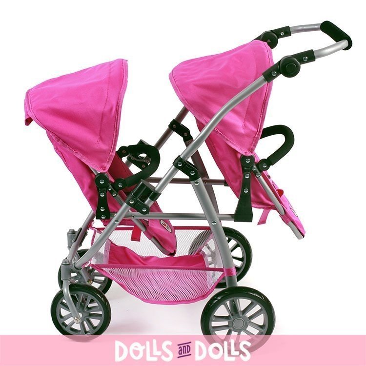 Vario Zwillingskinderwagen 79 cm für Puppen - Bayer Chic 2000 - Pinky Balls
