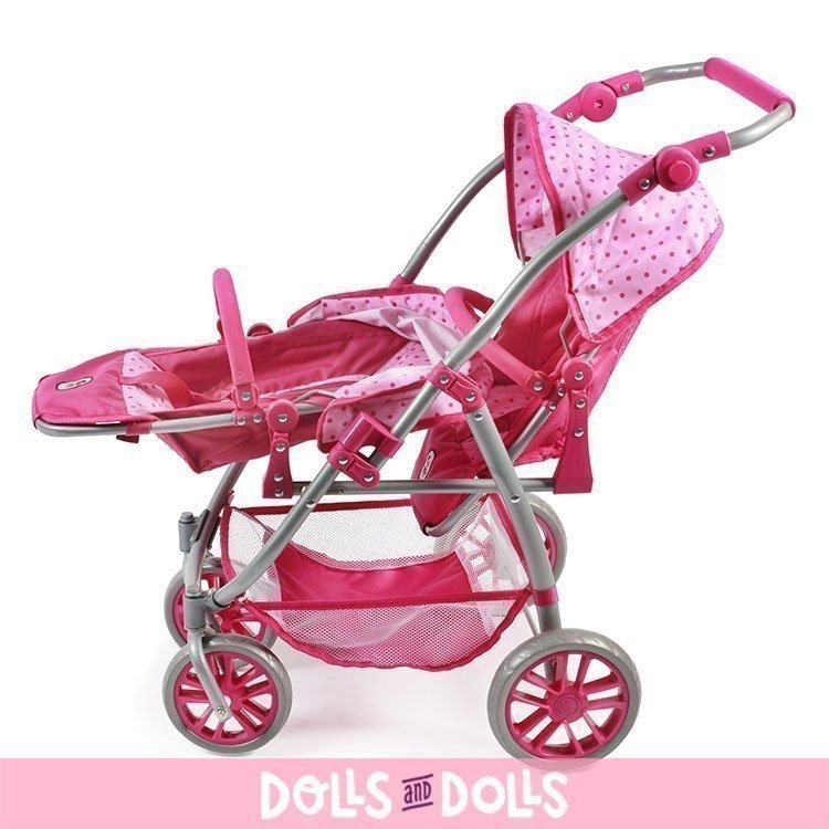 Vario twin Kinderwagen 79 cm für Puppen - Bayer Chic 2000 - Dots Pink