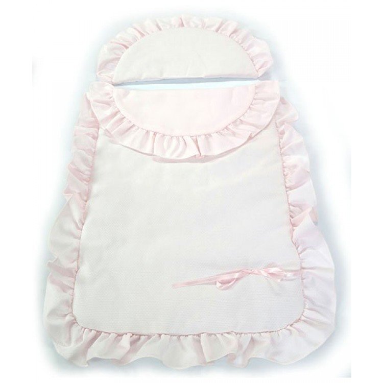 Tagesdecke und Kissen rosa Pikee zu Bebelux Kinderwagen