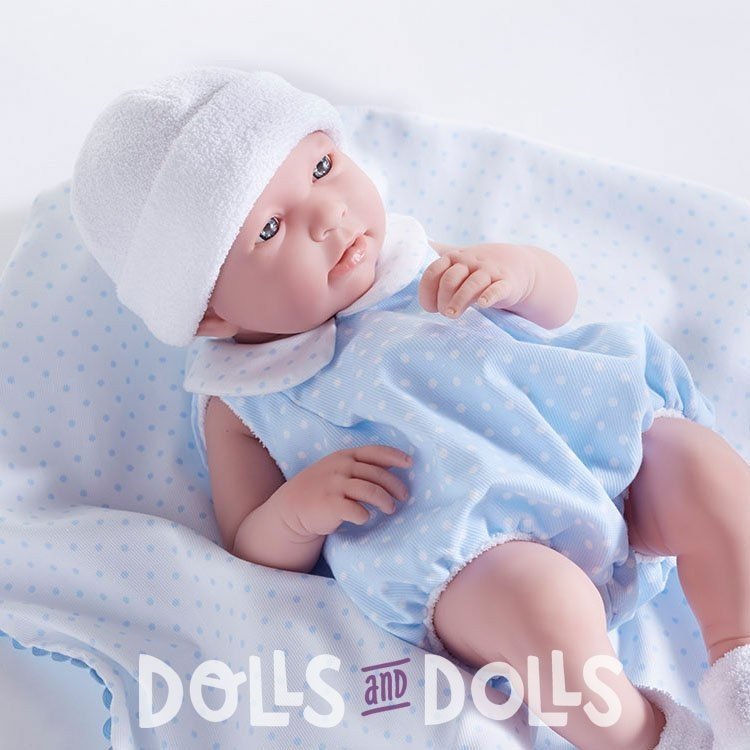 Berenguer Boutique Puppe 43 cm - 18108 La Neugeborene (Junge) mit blauem Outfit und Decke