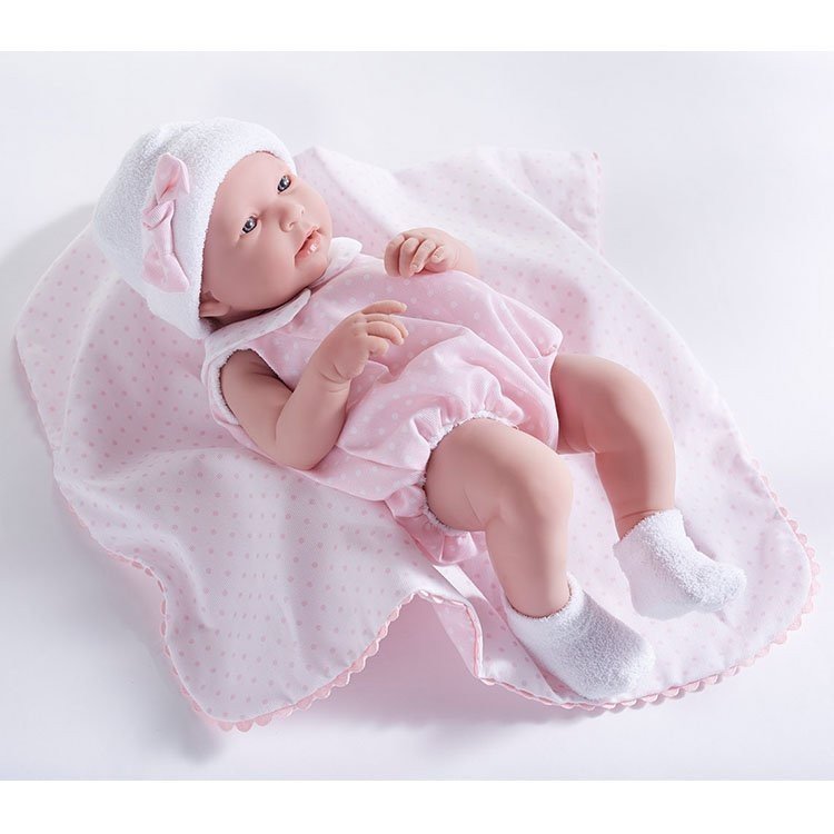 Berenguer Boutique Puppe 43 cm - 18109 La Neugeborenes (Mädchen) mit rosa Outfit und Decke