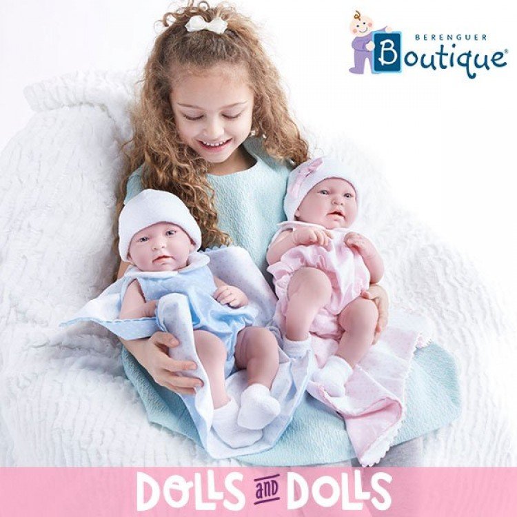 Berenguer Boutique Puppe 43 cm - 18108 La Neugeborene (Junge) mit blauem Outfit und Decke