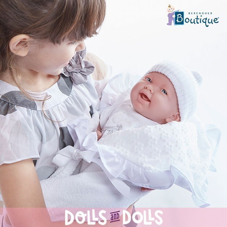 Berenguer Boutique Puppe 39 cm - 18786 Das Neugeborene in Weiß gekleidet mit Decke und Accessoires