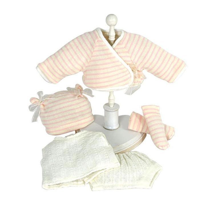 Outfit für Berenguer Boutique Puppe 24 cm - Creme/Pfirsich Strickpullover-Kombination