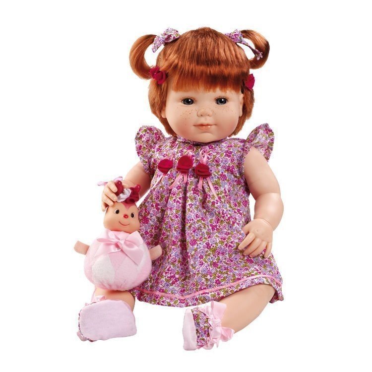 Berjuan Puppe 50 cm - Boutique Puppen - Baby Süßes rothaariges Mädchen mit Blumenkleid