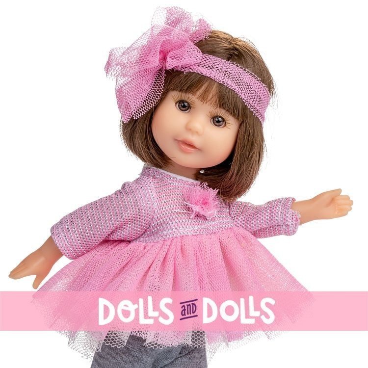 Berjuan Puppe 22 cm - Boutique Puppen - Irene Brünette mit Schrank und Kleid