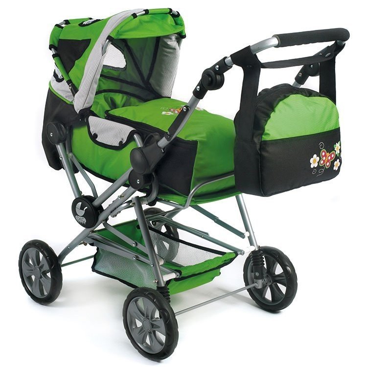 Road Star Puppenwagen 85 cm - Bayer Chic 2000 - Grün und Schwarz mit Schmetterling