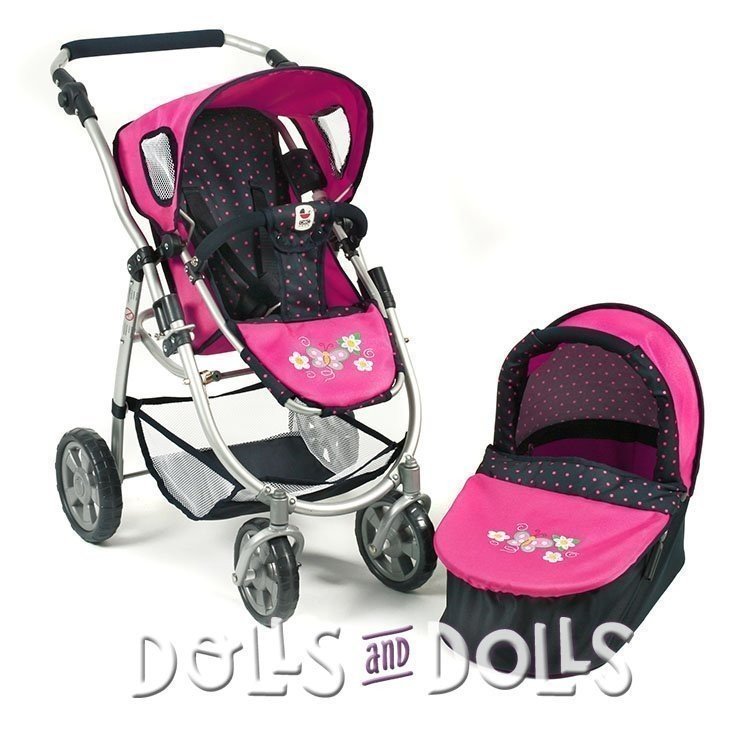 Kombi-Stuhl und Babywanne Chic Emotion 2 in 1 Fuchsia und Navy mit Tupfen 77 cm