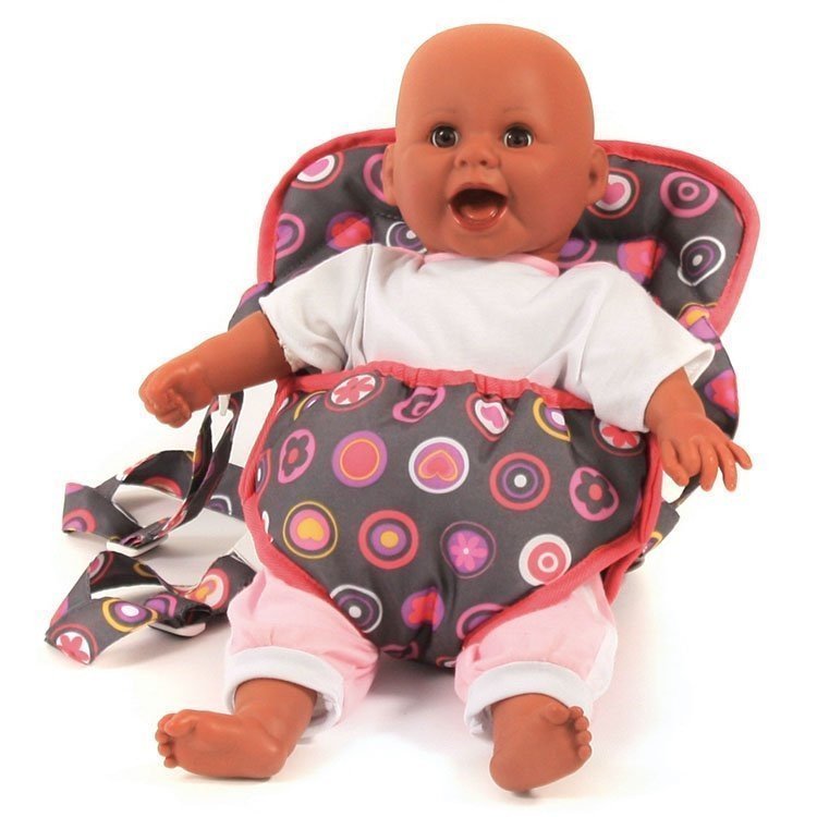 Babypuppentrage - Bayer Chic 2000 - Fuchsia und Grau mit Kreisen