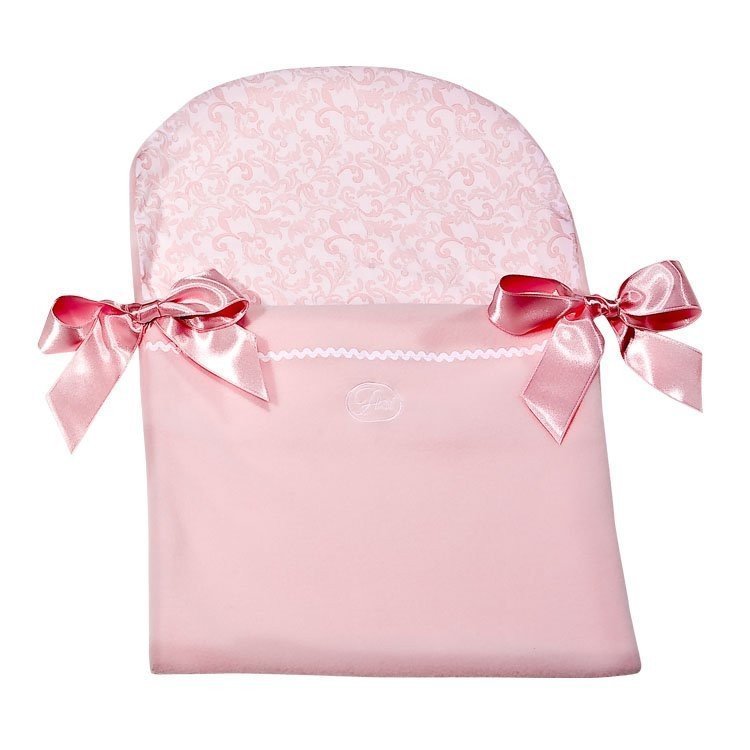 Ergänzungen für Así Puppe - Rosa Schlafsack mit rosa-weißem Paisly und rosa Krawatten