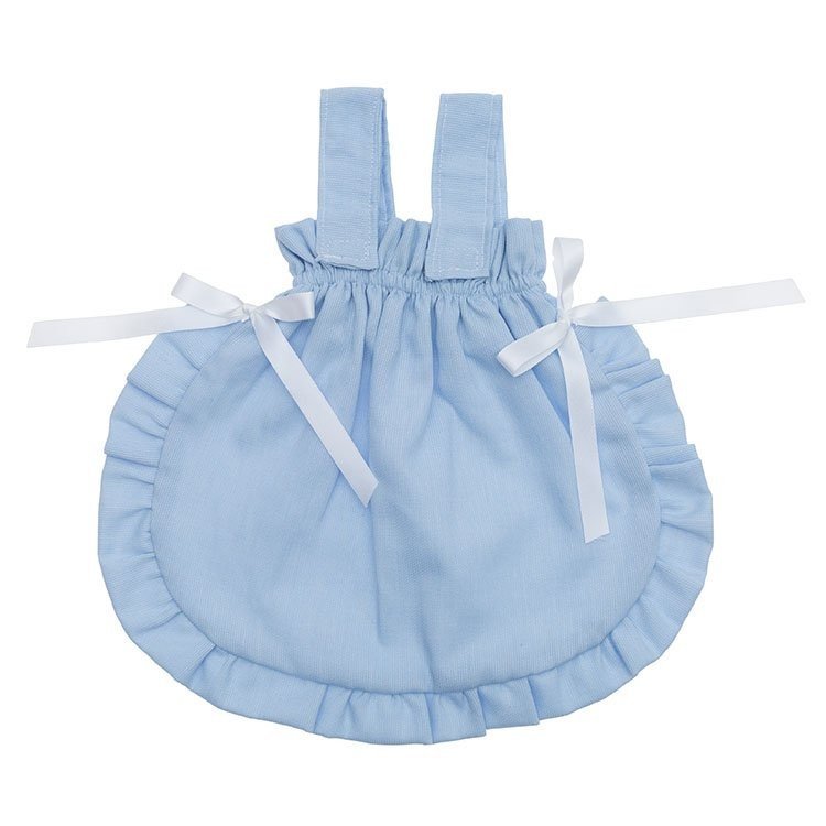 Ergänzungen für Así Puppe - Pique hellblaue Tasche mit weißen Satinbändern