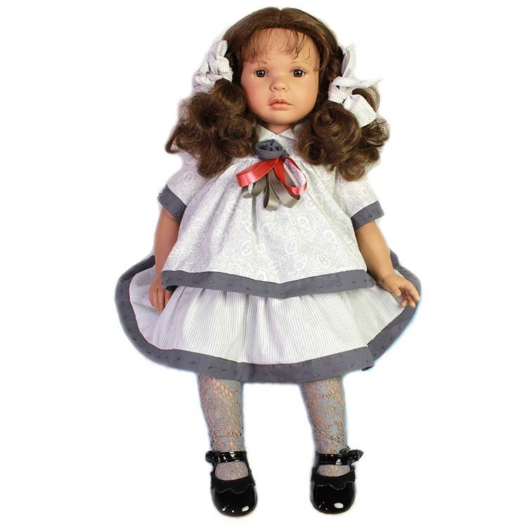 D'Nenes Puppe 60 cm - Danaela mit grauem Kleid