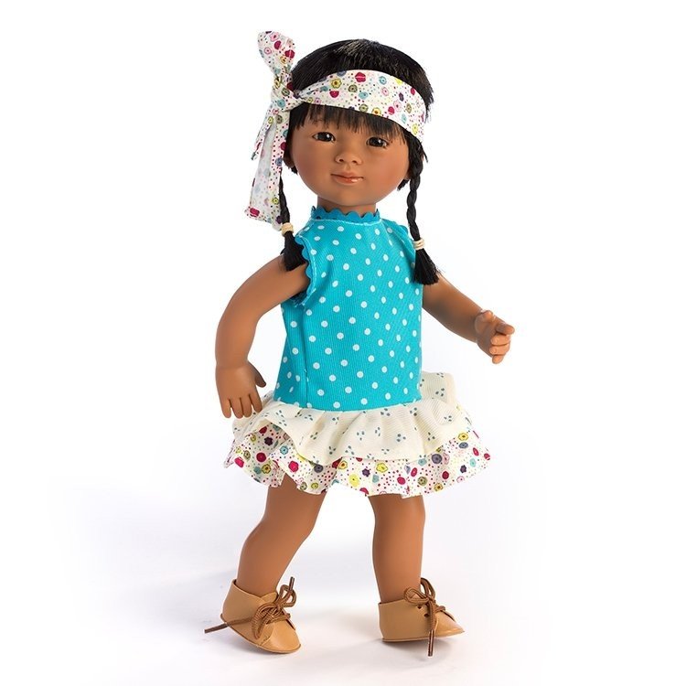 D'Nenes Puppe 34 cm - Asiatische Marieta mit Blumenschleife