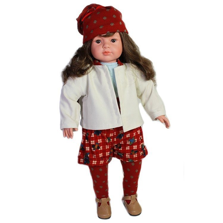 D'Nenes Puppe 52 cm - Paula mit rot-weißem Set