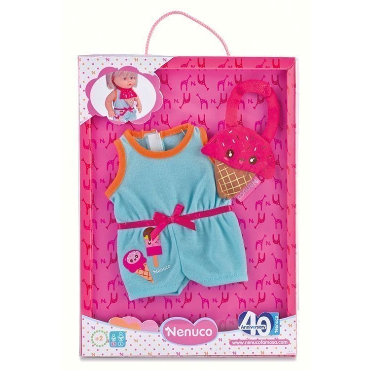 Nenuco Puppe Outfit 35 cm - Tageszeiten - Sommerpyjama mit Lätzchen