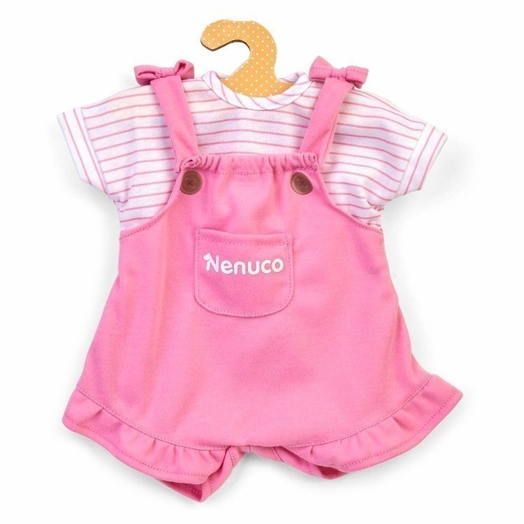 Outfit für Nenuco Puppe 42 cm - Rosa Overall mit gestreiftem Hemd