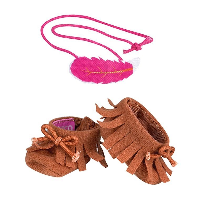 Schuhe und Accessoires für Nenuco Puppe 35 cm - Braune Stiefeletten und Haargummi