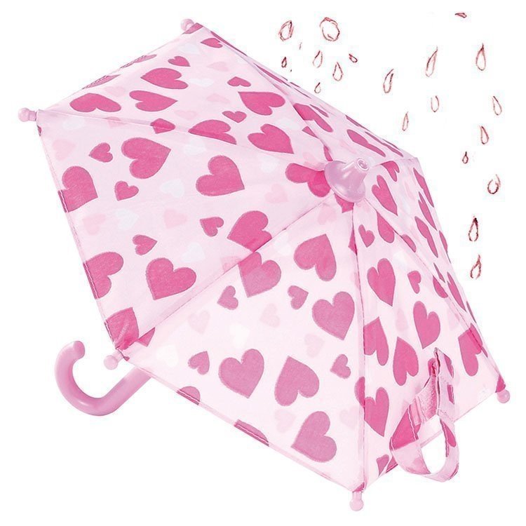 Zubehör für Götz Puppe 45-50 cm - Regenschirm mit Herzen heart