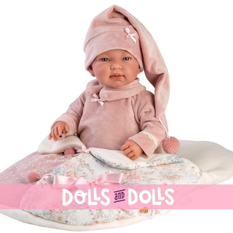 Llorens Puppe 44 cm - Newborn Crying Tina mit Schlafsack