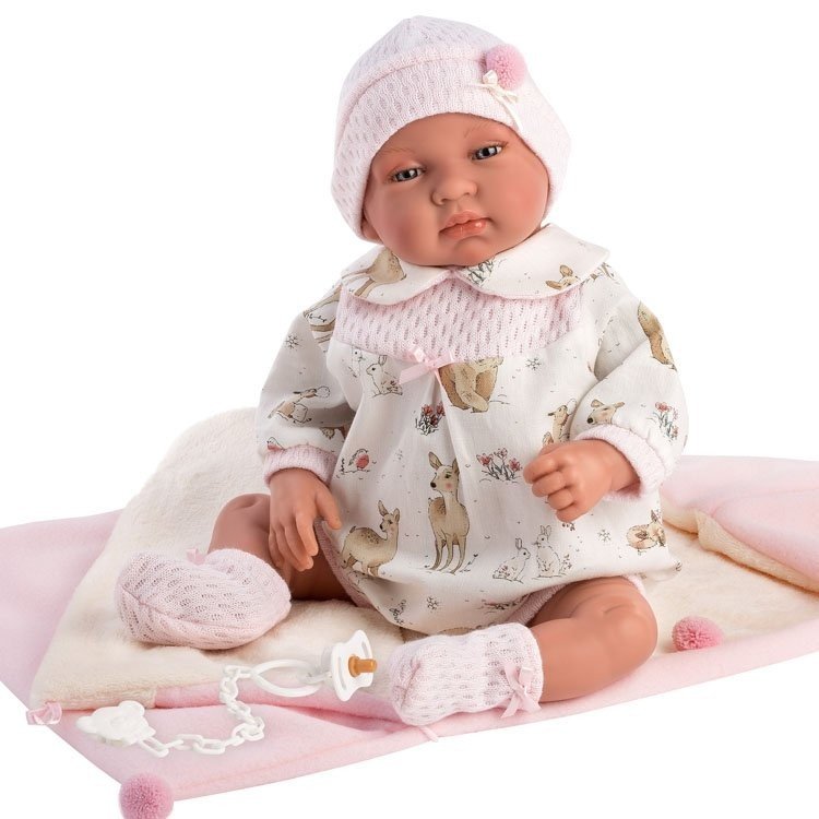 Llorens Puppe 44 cm - Newborn Crying Tina mit Schlafsack-Sack